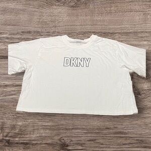 DKNY Logo Cropped White Tee